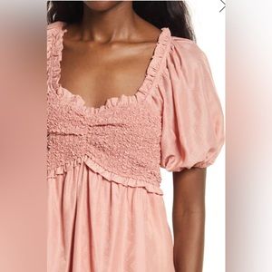NSR Gabi Jacquard Smocked
Minidress in Coral at Nordstrom,
